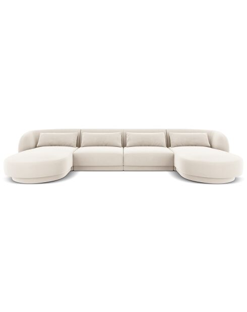 Canapé Panoramique Velvet Tulum 5 Places beige clair - 334x155x74 cm