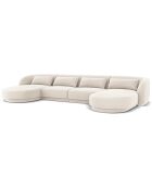 Canapé Panoramique Velvet Tulum 5 Places beige clair - 334x155x74 cm