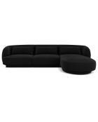 Canapé d'angle Droit Velours Tulum 4 Places noir - 259x155x74 cm