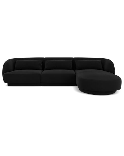 Canapé d'angle Droit Velours Tulum 4 Places noir - 259x155x74 cm