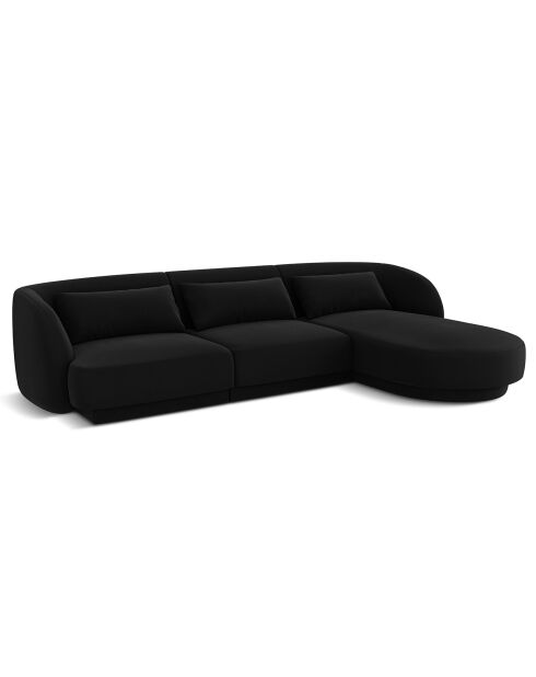 Canapé d'angle Droit Velours Tulum 4 Places noir - 259x155x74 cm