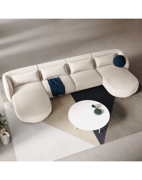 Canapé Panoramique Velvet Tulum 5 Places beige clair - 334x155x74 cm