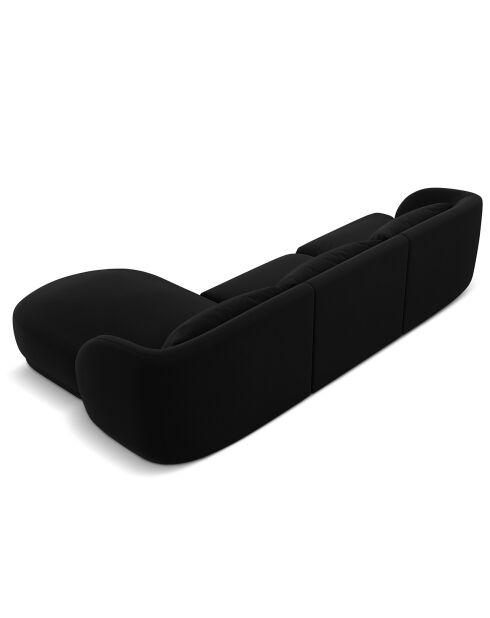 Canapé d'angle Droit Velours Tulum 4 Places noir - 259x155x74 cm