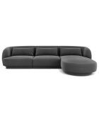 Canapé d'angle Droit Velours Tulum 4 Places gris - 259x155x74 cm