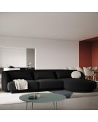 Canapé d'angle Droit Velours Tulum 4 Places noir - 259x155x74 cm