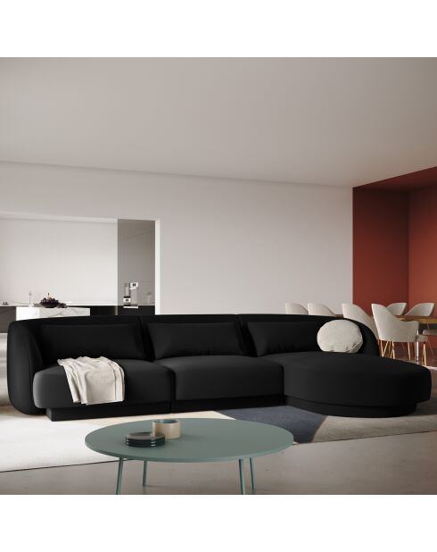 Canapé d'angle Droit Velours Tulum 4 Places noir - 259x155x74 cm