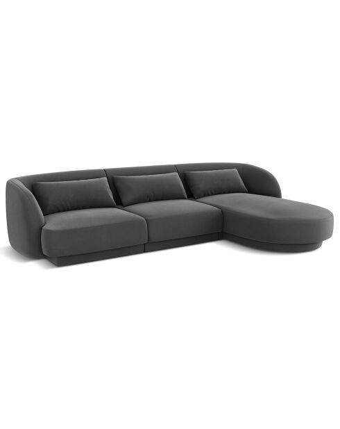 Canapé d'angle Droit Velours Tulum 4 Places gris - 259x155x74 cm