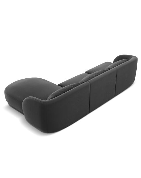 Canapé d'angle Droit Velours Tulum 4 Places gris - 259x155x74 cm