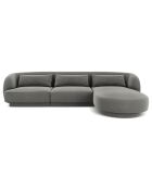 Canapé d'angle Droit Velours Tulum 4 Places gris clair - 259x155x74 cm