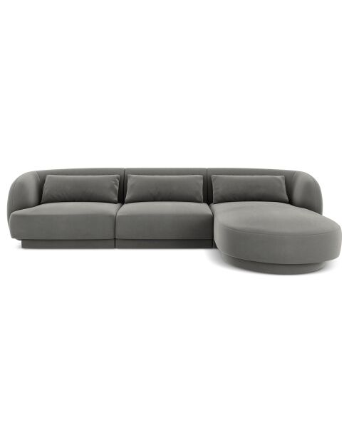 Canapé d'angle Droit Velours Tulum 4 Places gris clair - 259x155x74 cm