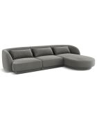 Canapé d'angle Droit Velours Tulum 4 Places gris clair - 259x155x74 cm