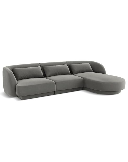 Canapé d'angle Droit Velours Tulum 4 Places gris clair - 259x155x74 cm