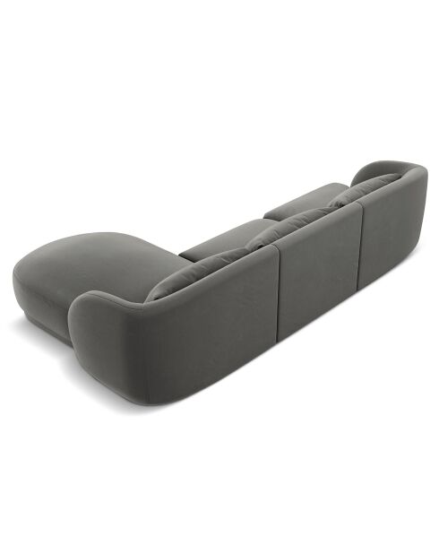 Canapé d'angle Droit Velours Tulum 4 Places gris clair - 259x155x74 cm