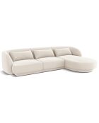 Canapé d'angle Droit Velours Tulum 4 Places beige clair - 259x155x74 cm