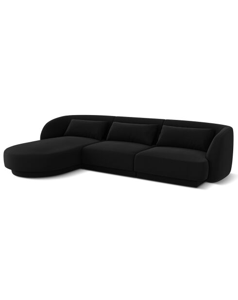 Canapé d'angle Gauche Velours Tulum 4 Places noir - 259x155x74 cm