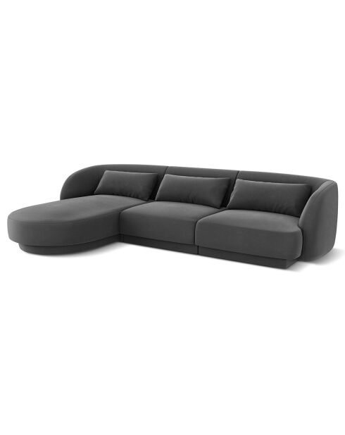 Canapé d'angle Gauche Velours Tulum 4 Places gris - 259x155x74 cm