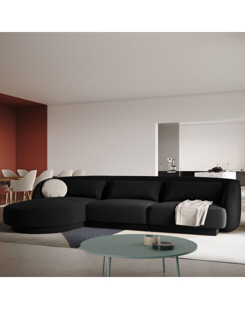 Canapé d'angle Gauche Velours Tulum 4 Places noir - 259x155x74 cm