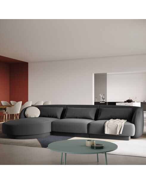 Canapé d'angle Gauche Velours Tulum 4 Places gris - 259x155x74 cm