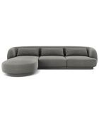 Canapé d'angle Gauche Velours Tulum 4 Places gris clair - 259x155x74 cm