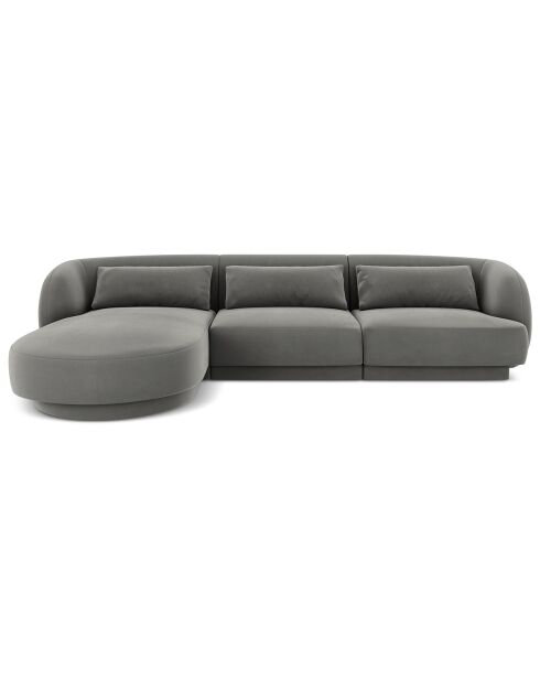 Canapé d'angle Gauche Velours Tulum 4 Places gris clair - 259x155x74 cm