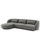 Canapé d'angle Gauche Velours Tulum 4 Places gris clair - 259x155x74 cm