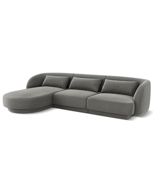 Canapé d'angle Gauche Velours Tulum 4 Places gris clair - 259x155x74 cm