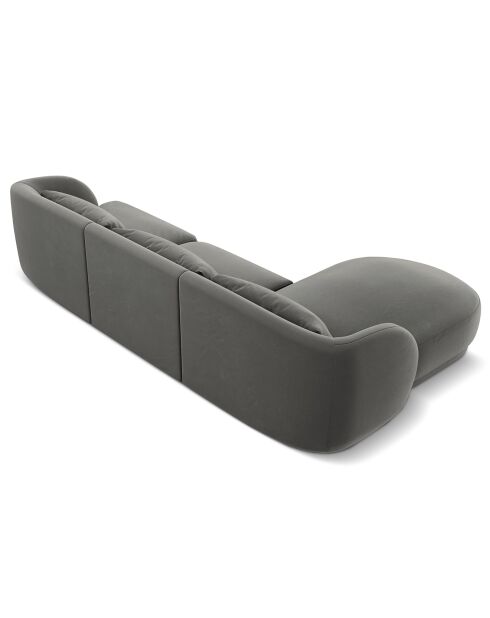 Canapé d'angle Gauche Velours Tulum 4 Places gris clair - 259x155x74 cm
