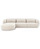 Canapé d'angle Gauche Velours Tulum 4 Places beige clair - 259x155x74 cm