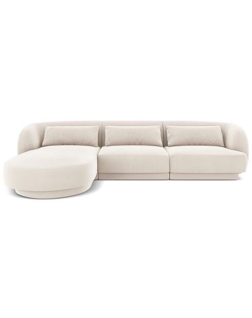 Canapé d'angle Gauche Velours Tulum 4 Places beige clair - 259x155x74 cm