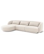 Canapé d'angle Gauche Velours Tulum 4 Places beige clair - 259x155x74 cm
