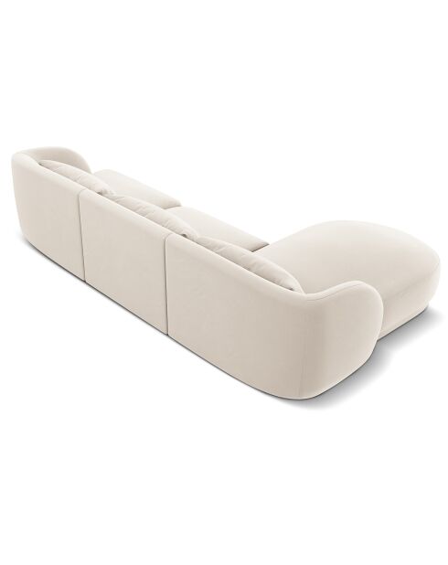 Canapé d'angle Gauche Velours Tulum 4 Places beige clair - 259x155x74 cm
