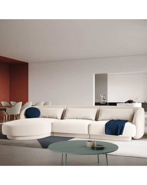 Canapé d'angle Gauche Velours Tulum 4 Places beige clair - 259x155x74 cm