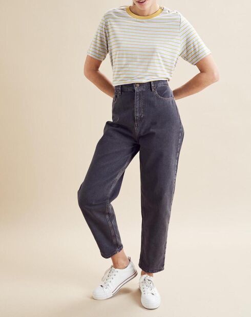 Théon T-shirt van linnenmix met hemels/gele strepen