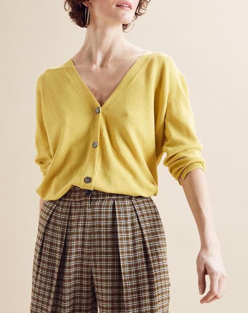 Cardigan en Lin mélangé Ninja jaune