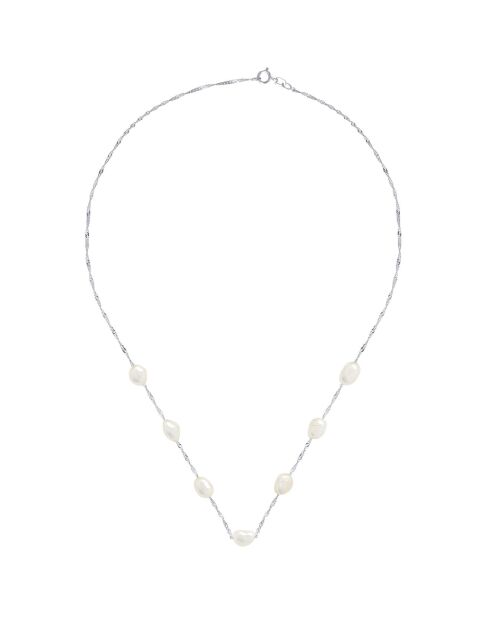 Witgouden halsketting met natuurlijke witte barokke gekweekte zoetwaterparels