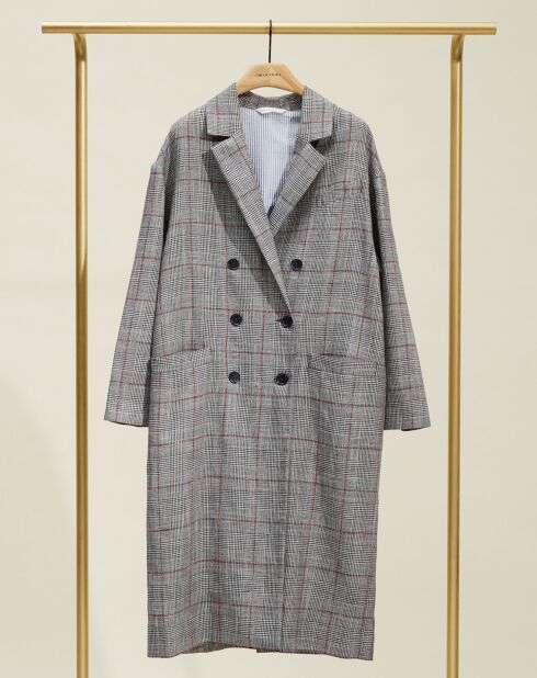 Manteau en Lin mélangé Irene prince de galles noir/écru