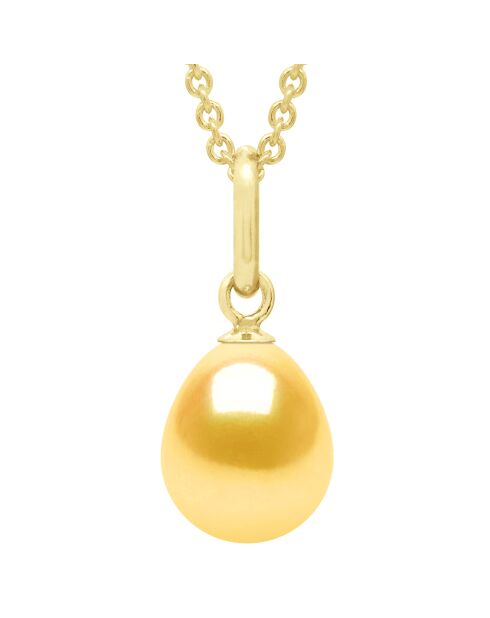 Pendentif en Or jaune & Perle de Culture d'Eau Douce poire dorée