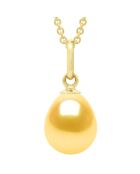 Pendentif en Or jaune & Perle de Culture d'Eau Douce poire dorée