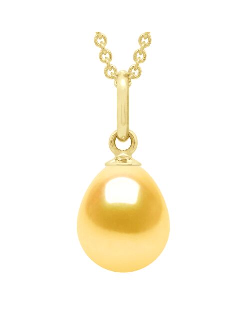 Pendentif en Or jaune & Perle de Culture d'Eau Douce poire dorée