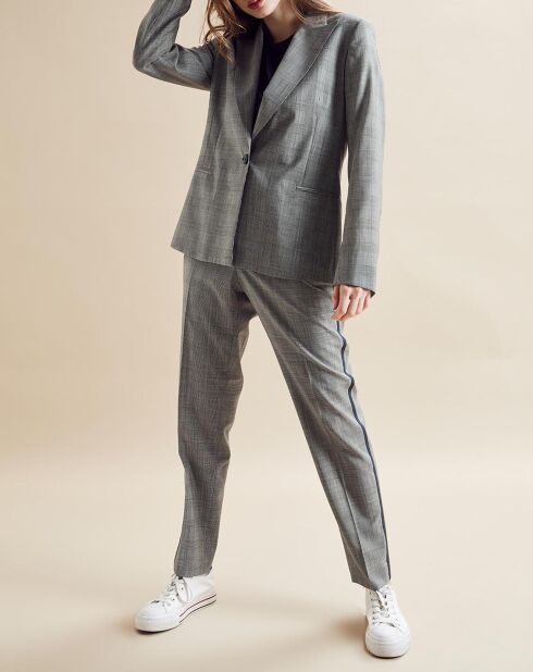 Pantalon 100% Laine Poter à carreaux  gris