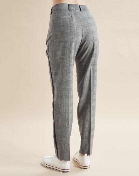 Pantalon 100% Laine Poter à carreaux  gris