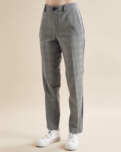 Pantalon 100% Laine Poter à carreaux  gris