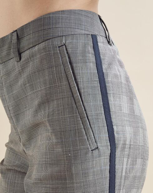Pantalon 100% Laine Poter à carreaux  gris