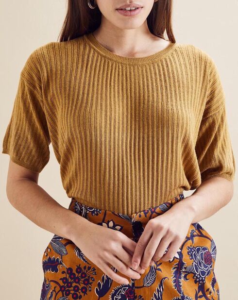 Pull fin Simon jaune ocre