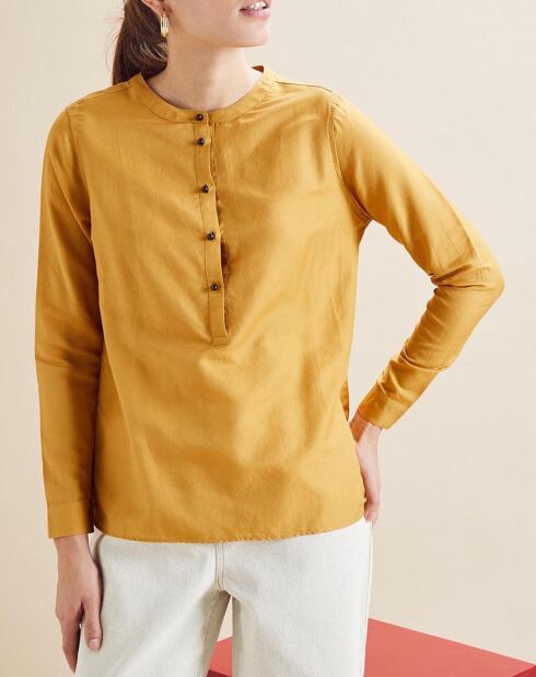 Gelbe Bluse aus Baumwolle und Seide Cannes
