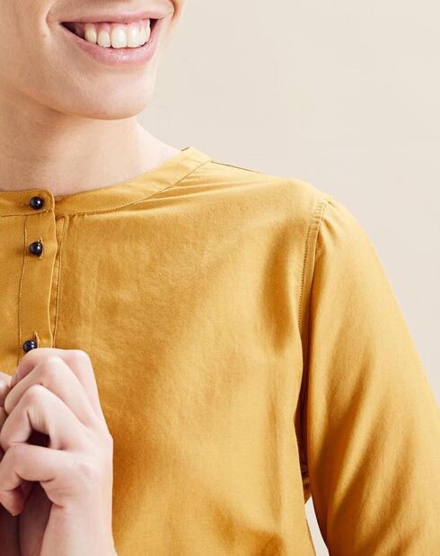 Gelbe Bluse aus Baumwolle und Seide Cannes