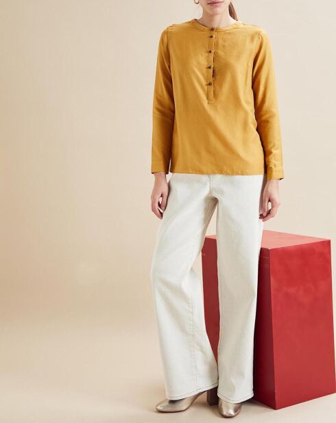 Gelbe Bluse aus Baumwolle und Seide Cannes