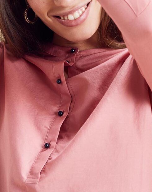 Blouse en Coton & Soie Cannes rose