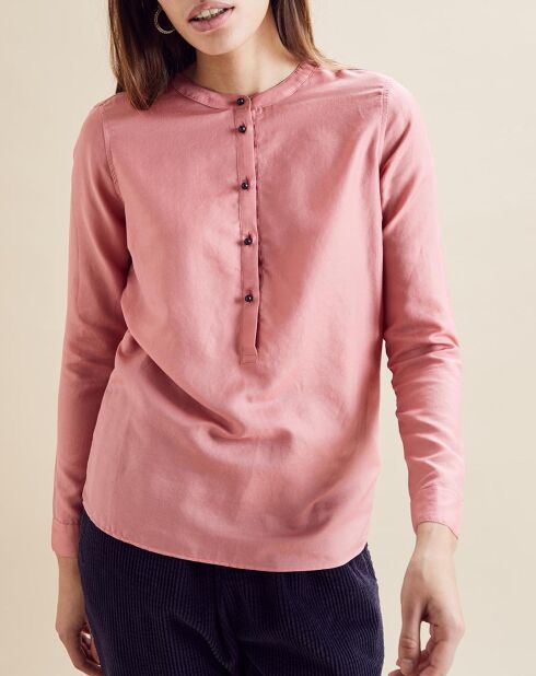 Blouse en Coton & Soie Cannes rose