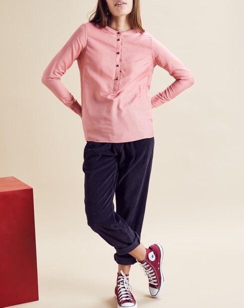 Blouse en Coton & Soie Cannes rose